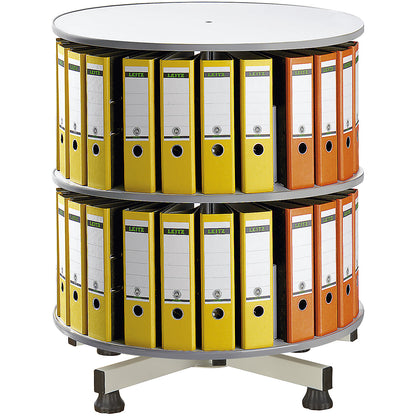 Rotary filing system, Ø 800 mm, table model, 2 shelves, light grey.
