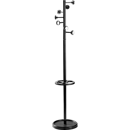 Coat stand, 7 chrome plated hooks, black.