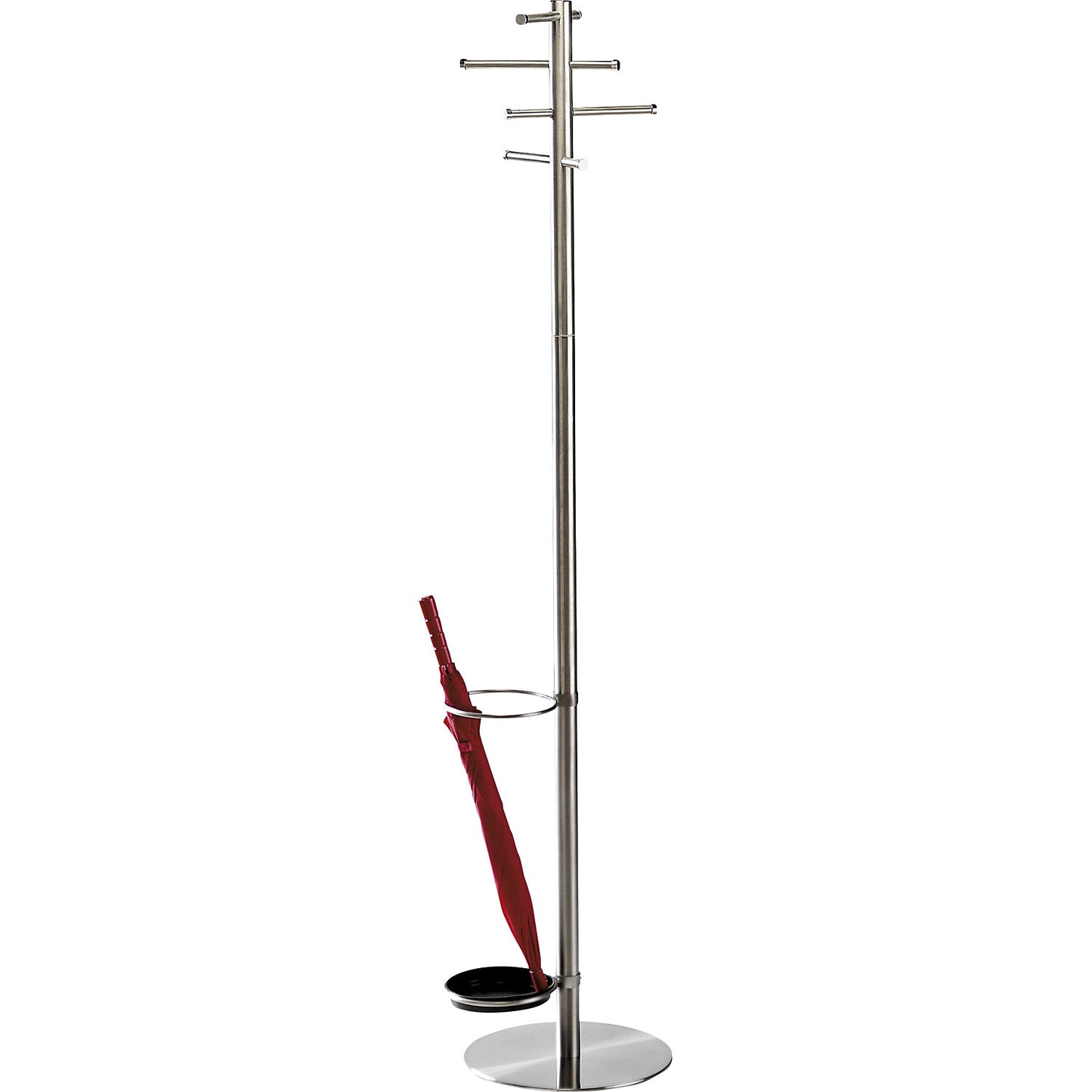 Coat stand, 8 hooks, stainless steel.