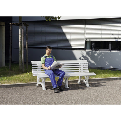 Park bench made of plastic, with 13 slats, width 1500 mm, moss green.