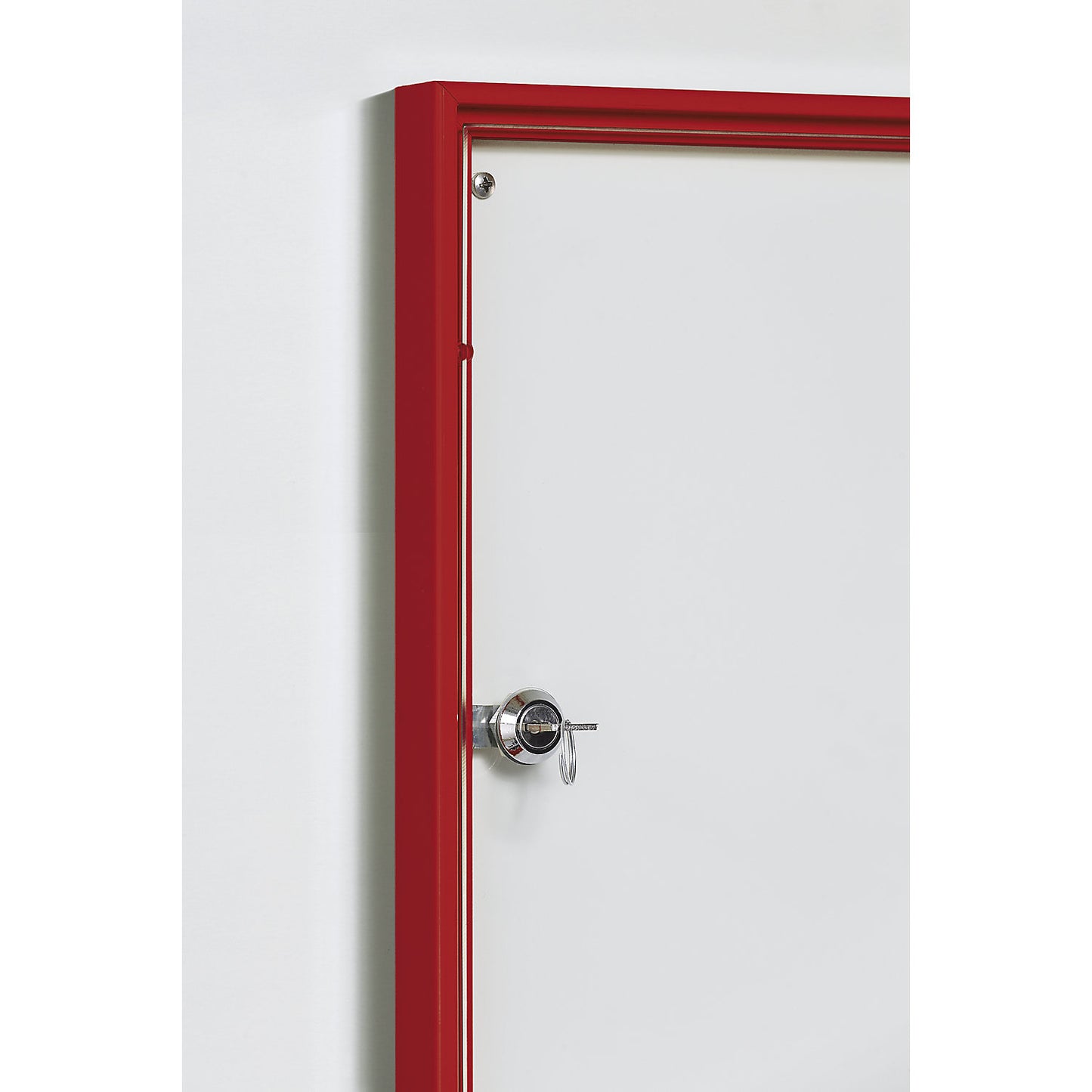 Display case for indoor use, for 1 x A4, red frame.