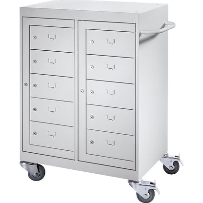 Laptop trolley, 10 compartments, light grey.
