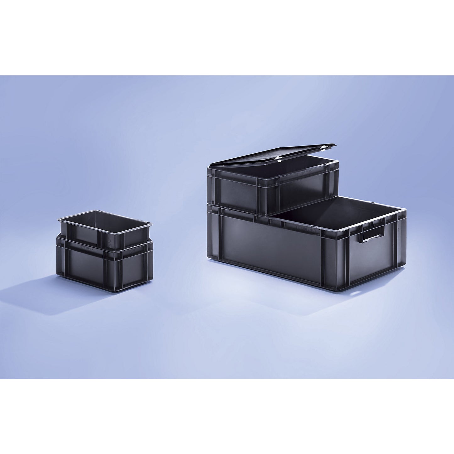 ESD stacking container made of polypropylene, external LxWxH 300 x 200 x 145 mm, capacity 5.5 l, pack of 8.