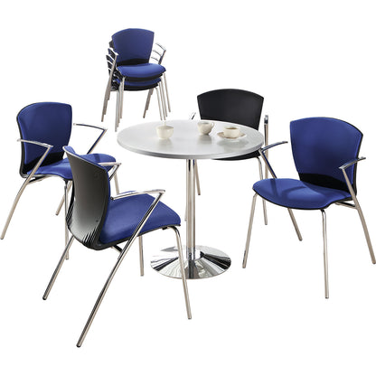 Pedestal table, Ø 800 mm, height 720 mm, light grey moulded chipboard.