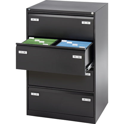 LIGHT suspension file cabinet, 2-track, 4 drawers, A4 landscape, jet black.