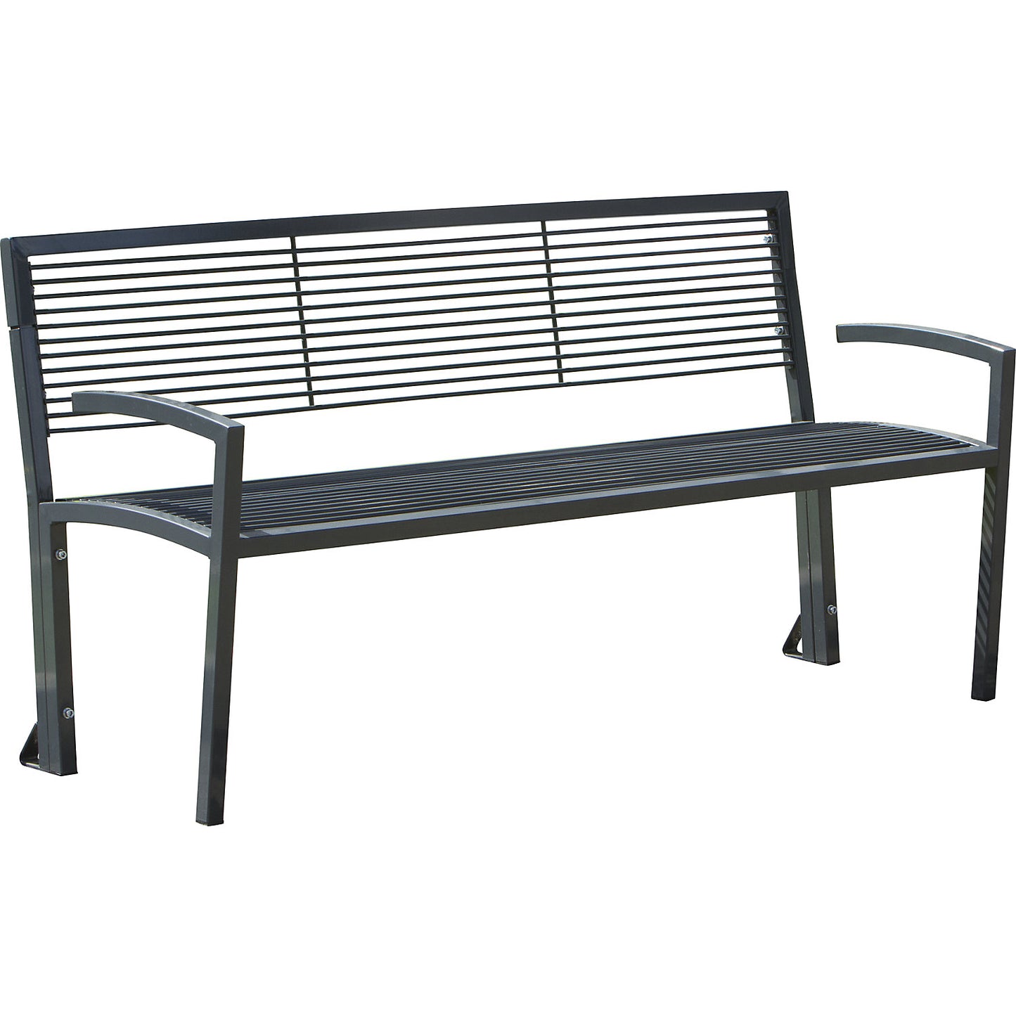 Metal bench, in grey cast iron finish, LxWxH 1500 x 555 x 780 mm.