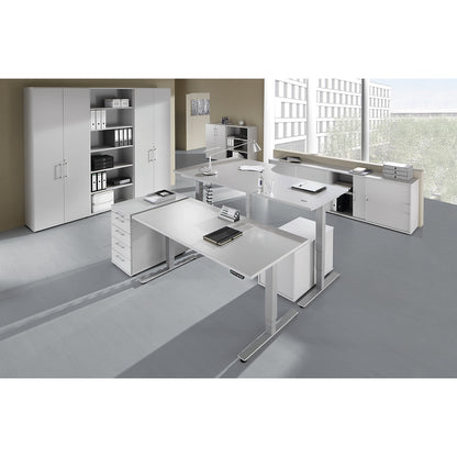 Desk, electric height adjustment, straight, WxD 1800 x 800 mm, beech.