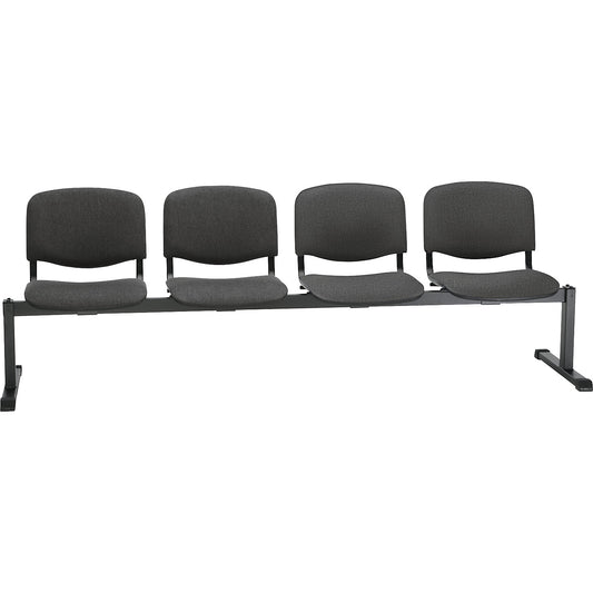 Bench unit, without table, 4 seats, charcoal upholstery.