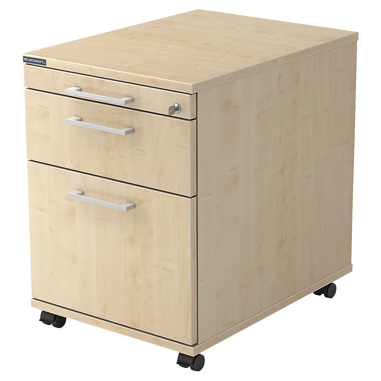 Mobile pedestal, 1 utensil drawer, 1 drawer, 1 file suspension drawer, depth 580 mm, oak.