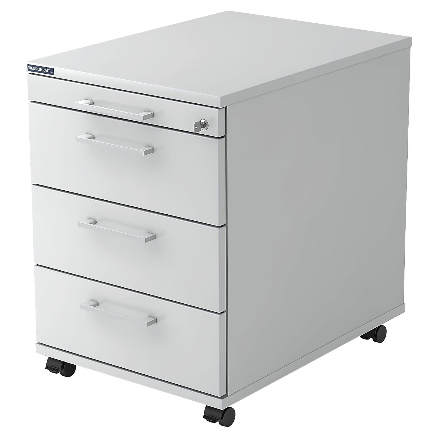 Mobile pedestal, 1 utensil drawer, 3 drawers, depth 580 mm, oak.