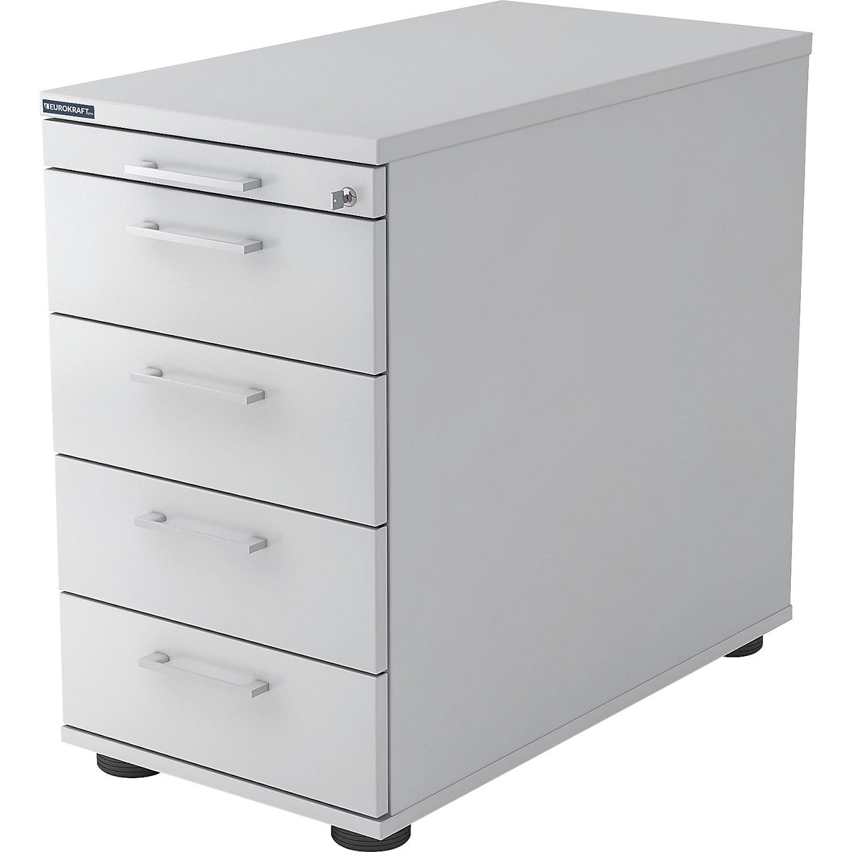Fixed pedestal, 1 utensil drawer, 4 drawers, oak.