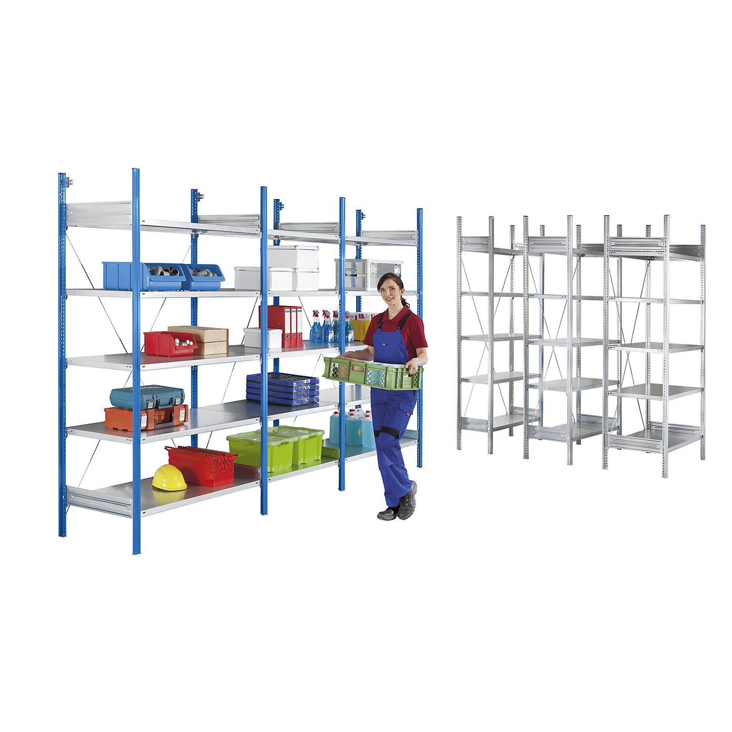 Standard boltless shelving unit, zinc plated, single sided, shelf height 2350 mm, shelf width 1215 mm, standard shelf unit, shelf depth 650 mm.