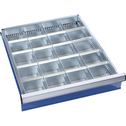 Drawer divider set, 16 cross dividers, drawer height 75 mm.