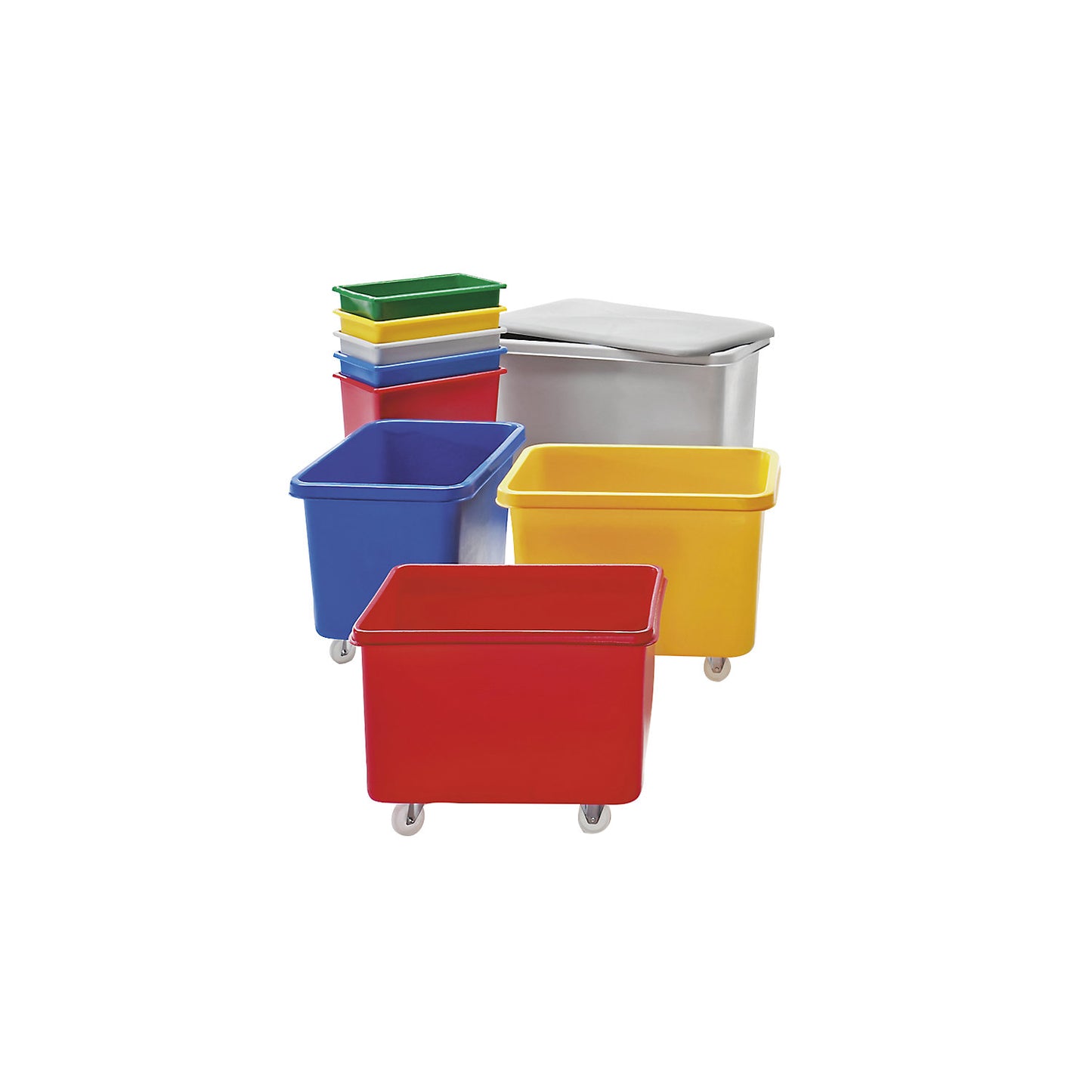 Mobile square polyethylene containers, capacity 340 l, yellow.