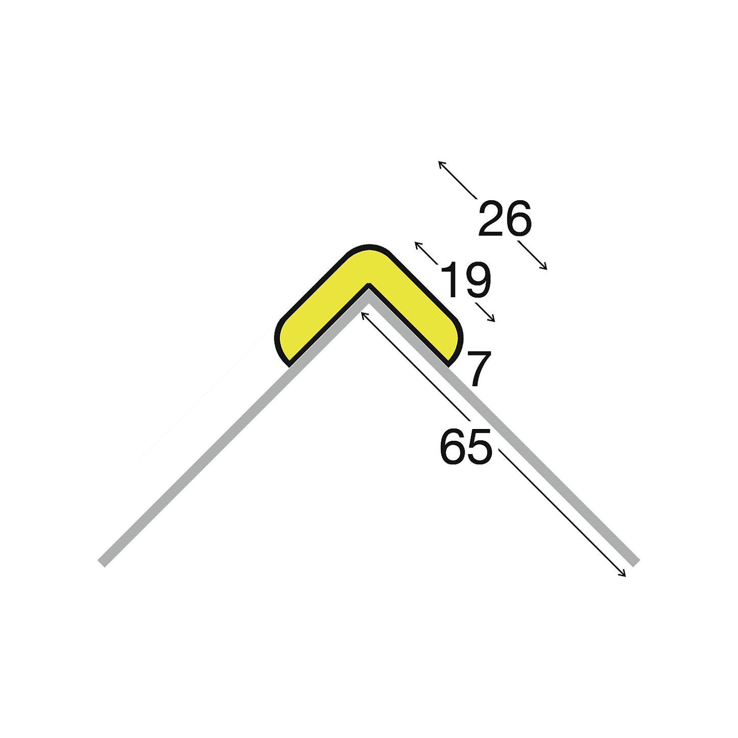 Knuffi® corner protection with mounting rail, type E, 1 m piece, black / fluorescent.