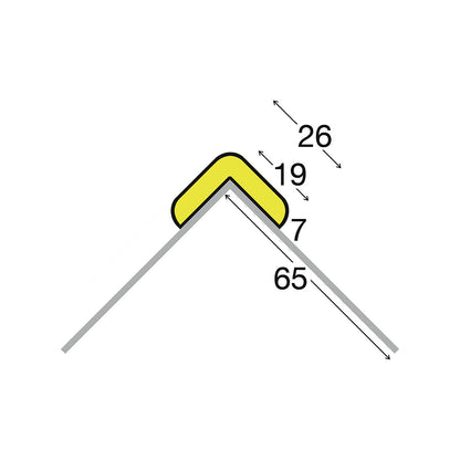Knuffi® corner protection with mounting rail, type E, 1 m piece, black / fluorescent.