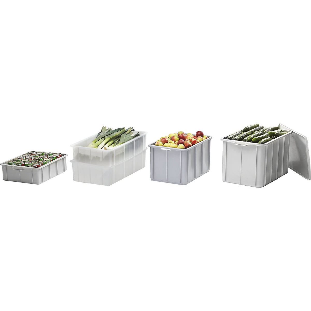 Stacking container made of polypropylene, capacity 20 l, external dimensions LxWxH 600 x 400 x 125 mm, grey.