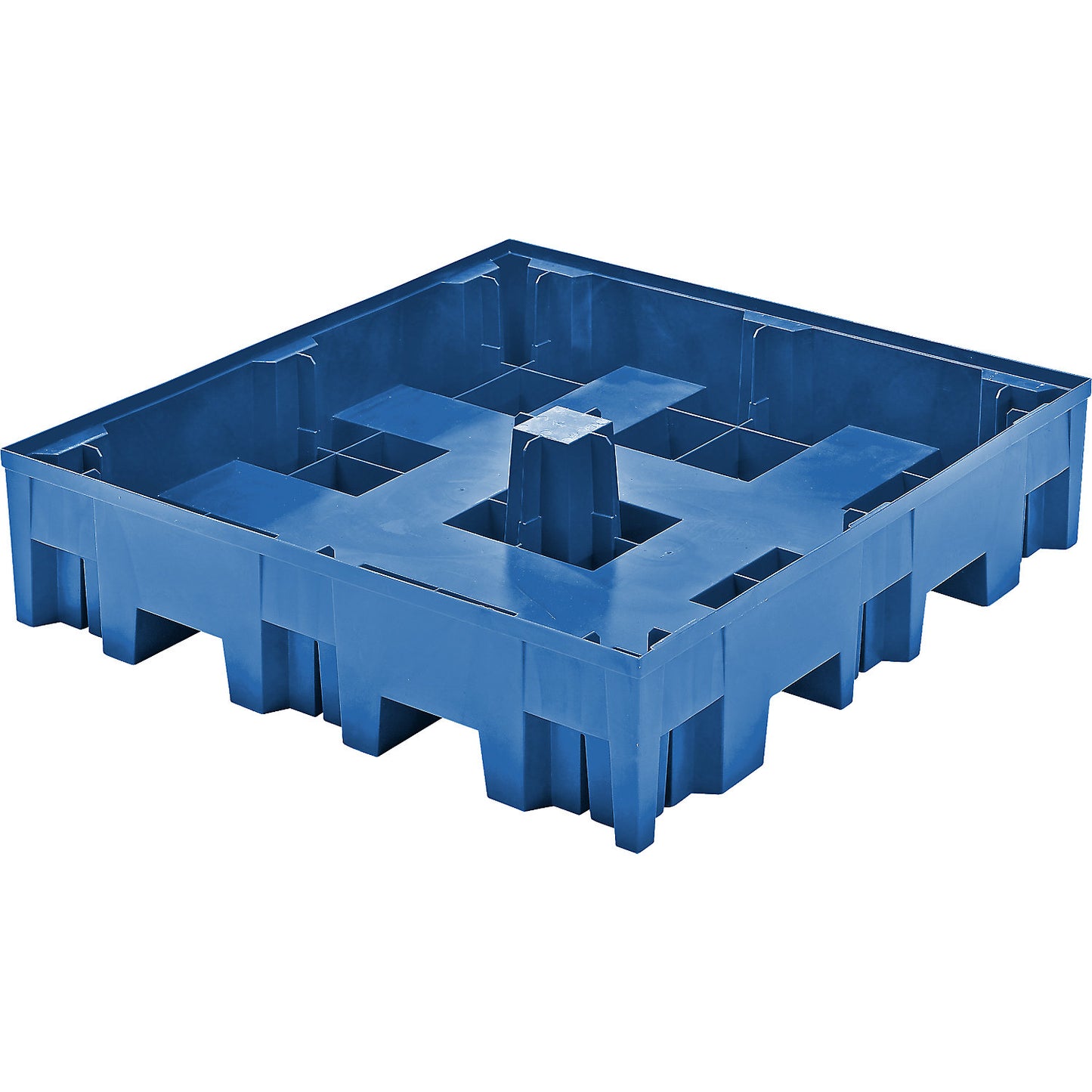 PE drum sump for 4 x 200 l drums, LxW 1235 x 1235 mm, sump capacity 255 l, without grate.