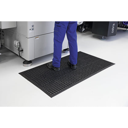 Rampmat perforated rubber matting, LxWxH 1500 x 900 x 12 mm, black rubber.