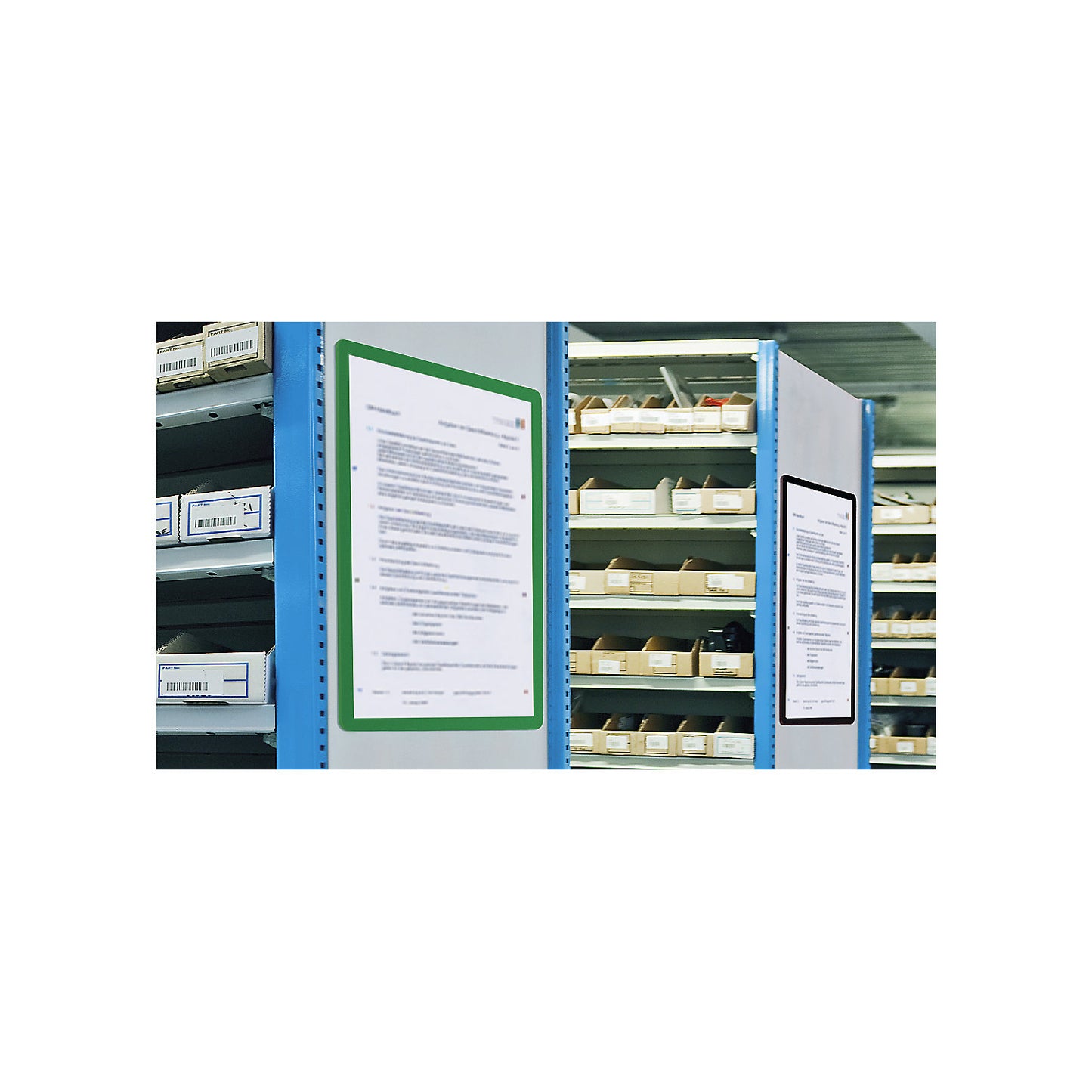 Frame with transparent film, format A5, pack of 10, magnetic, blue.