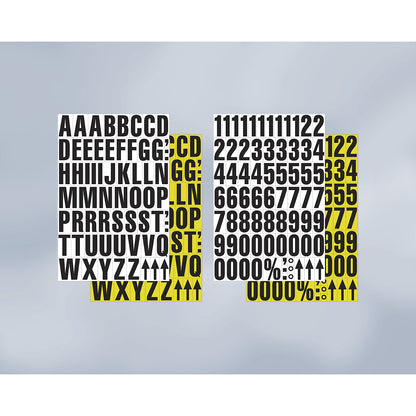 A4 sheet with characters, magnetic letters, pack of 2, white background.