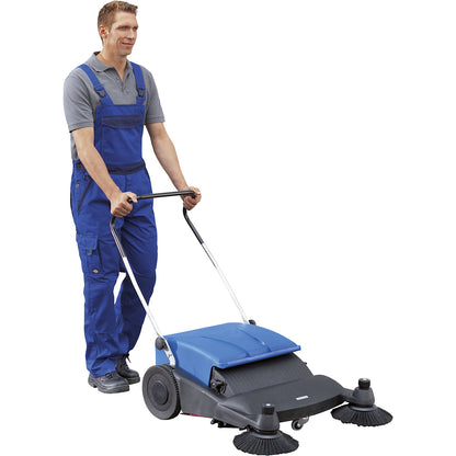 Sweeping machine, with 2 side brushes, manual, container capacity 40 l.