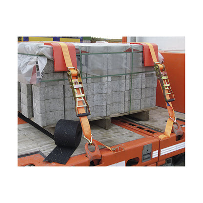 Cargo restraint strap, standard ratchet, max. tensioning force 500 kg, pack of 2, length 4000 mm.