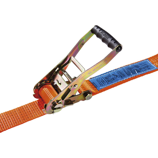 Cargo restraint strap, standard ratchet, max. tensioning force 5000 kg, pack of 2, length 8000 mm.