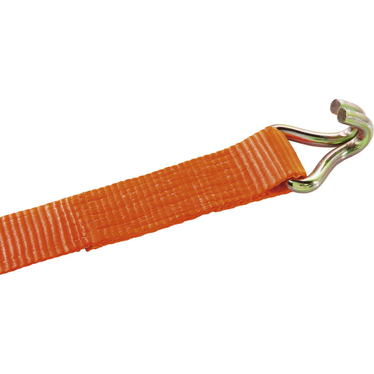 Cargo restraint strap, standard ratchet with pointed hook, max. tensioning force 500 kg, pack of 2, length 6000 mm.