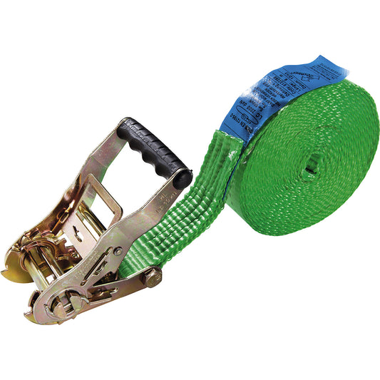 Cargo restraint strap, standard ratchet, max. tensioning force 2000 kg, pack of 2, length 6000 mm.