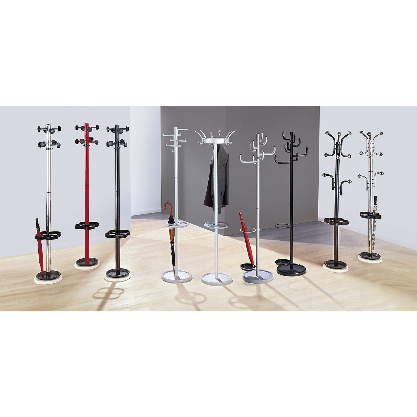Coat stand, 8 robust steel hooks, black.