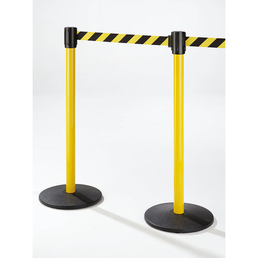 Belt warning stand, pack of 2, yellow post.