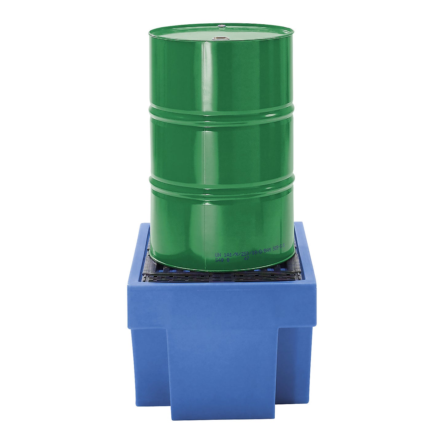 PE sump tray with PE grate, 1 x 200 litre drum, capacity 225 l.