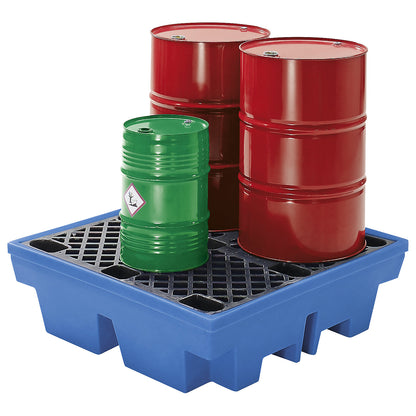 PE sump tray with PE grate, 4 x 200 litre drums, capacity 410 l.