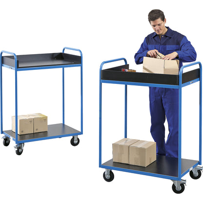 MOBIL work table, max. load 250 kg, 2 shelves, LxWxH 912 x 608 x 1287 mm.