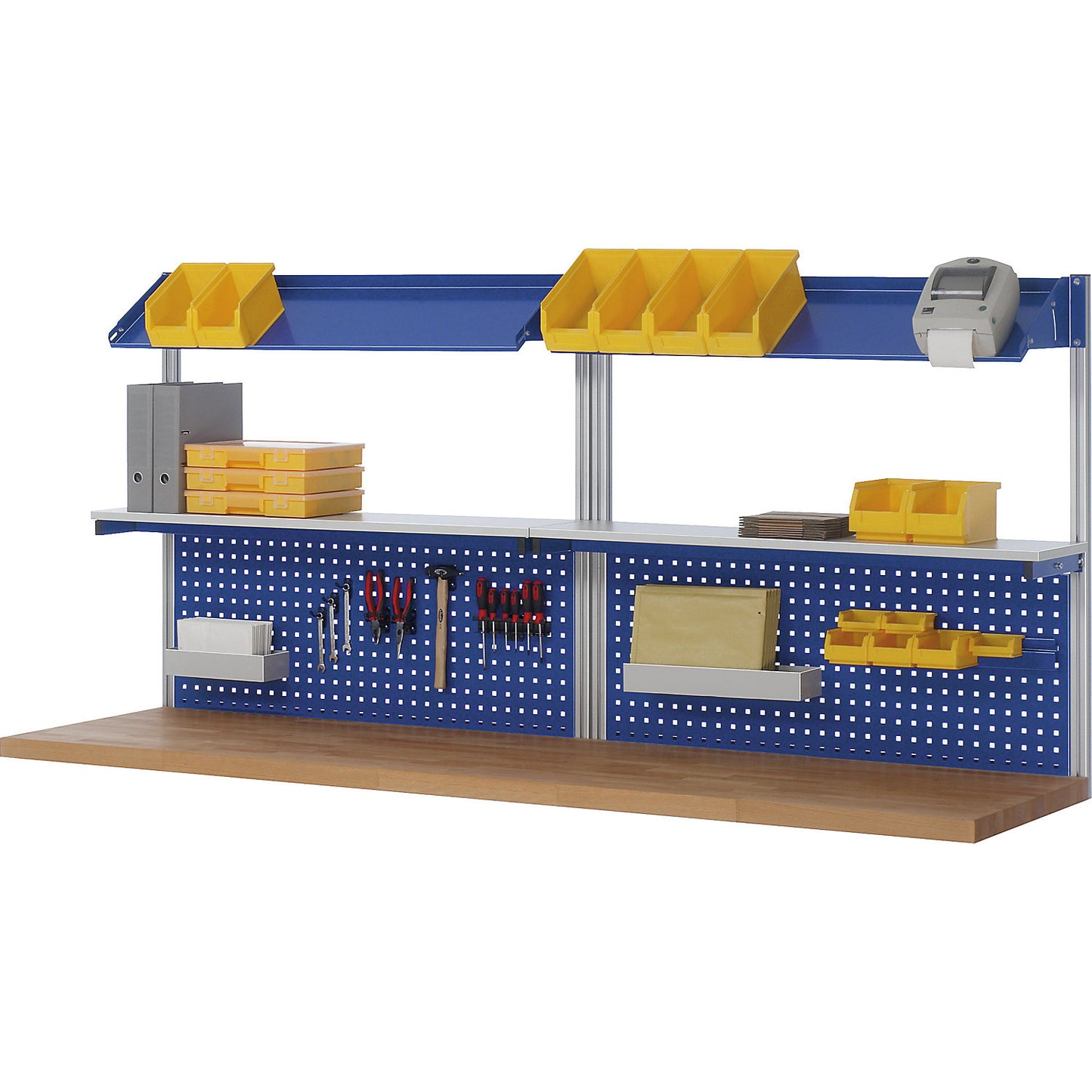 System upright set, 4 system uprights, for work table width 2500 mm.