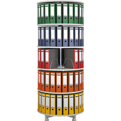 Rotary filing system, shelf Ø 800 mm, 3 shelves, light grey.