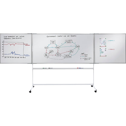 Mobile folding board, sheet steel, enamel, WxH 3000 x 1890 mm.