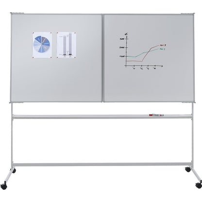 Mobile folding board, sheet steel, enamel, WxH 4000 x 1890 mm.