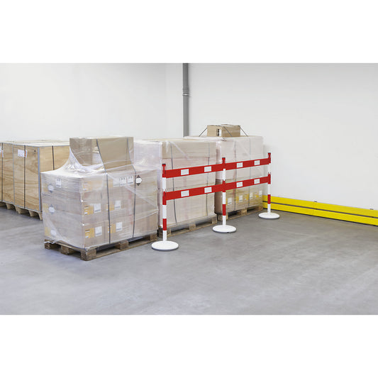 Barrier post set with rails, 6 posts, 10 rails, red / white.