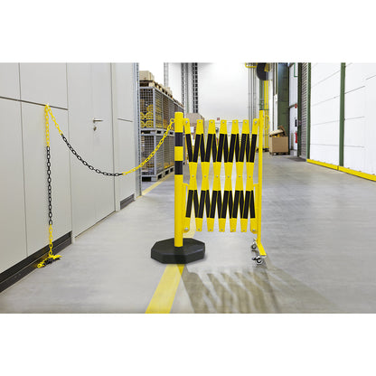 Barrier post with expanding barrier, round tubing Ø 60 mm, to bolt in place, red / white, max. length 4000 mm.