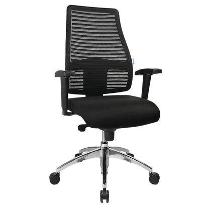 Operator swivel chair, with mesh back rest, back rest height 600 mm, black cover.
