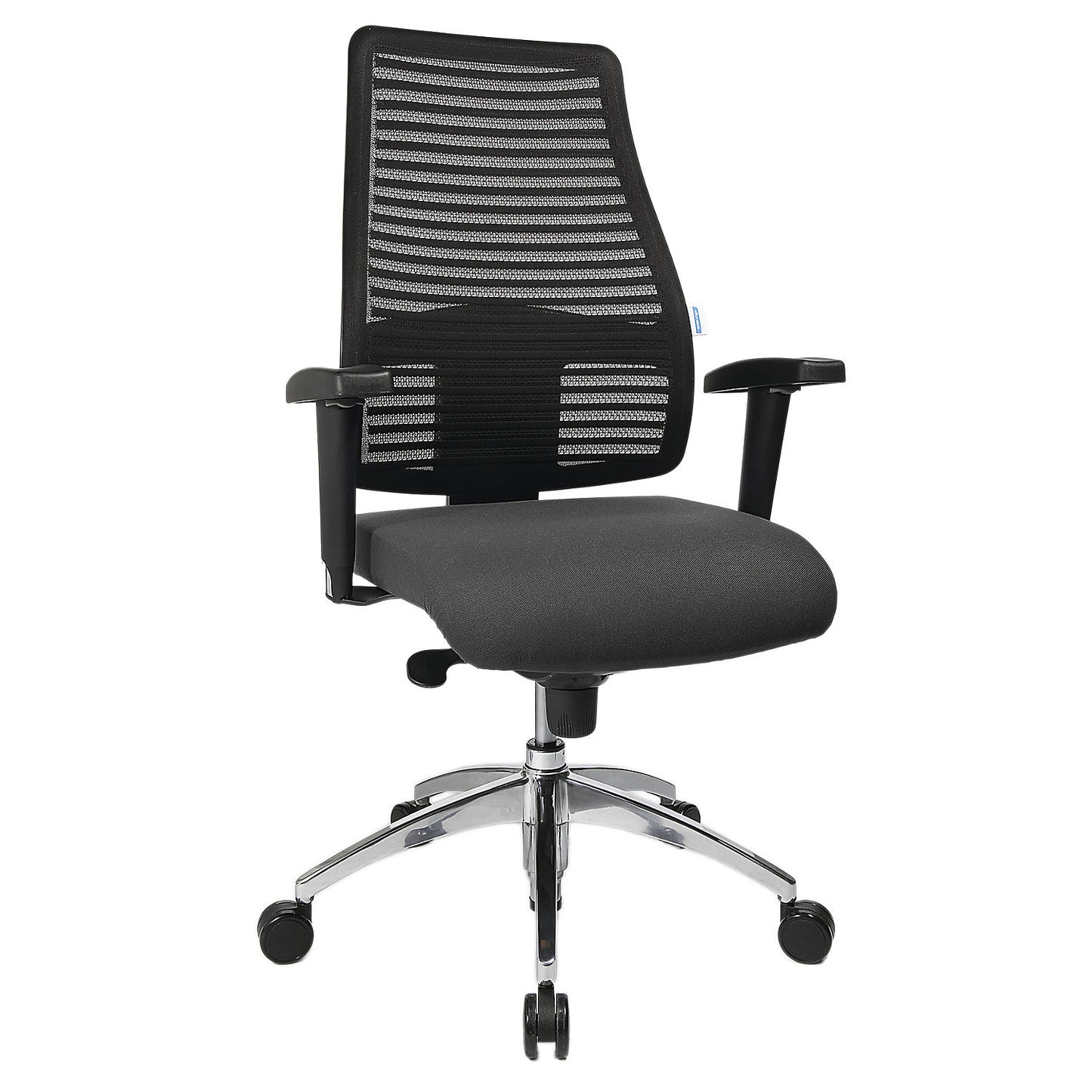 Operator swivel chair, with mesh back rest, back rest height 600 mm, grey cover.