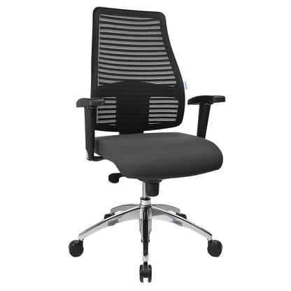 Operator swivel chair, with mesh back rest, back rest height 600 mm, grey cover.