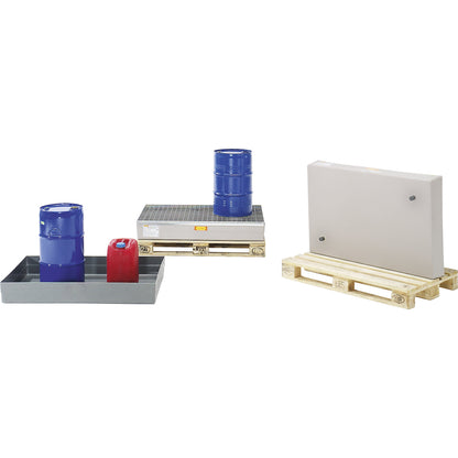 GRP pallet sump tray, with certification, with stop lugs, without grate.