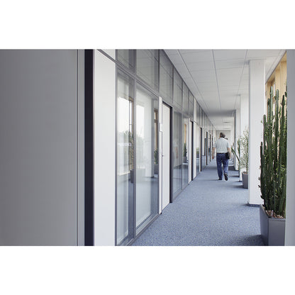 Modular partition, glass wall section, single pane, extra cost, float glass.