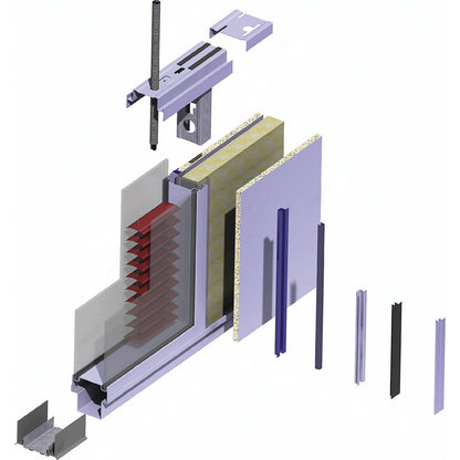 Modular partition, solid wall section, per m².