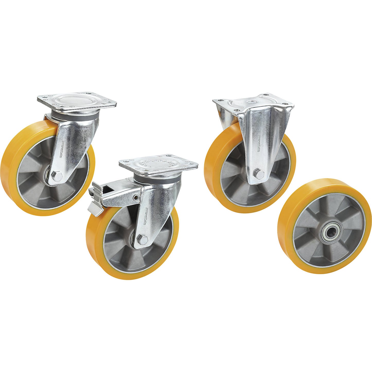 PU tyre on aluminium rim, wheel Ø x width 125 x 40 mm, fixed castor.