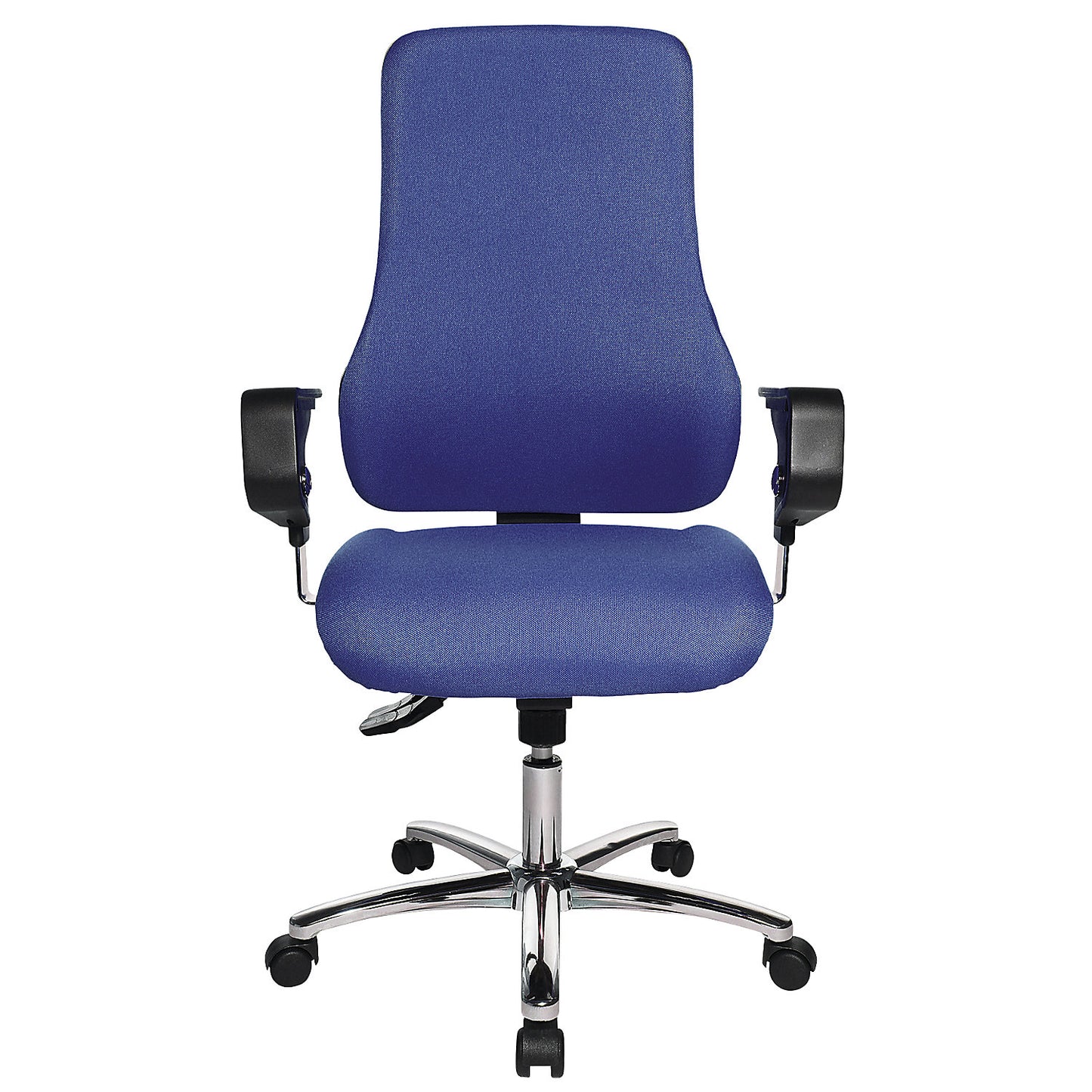 Operator swivel chair, with arm rests, back rest height 600 mm, blue cover.