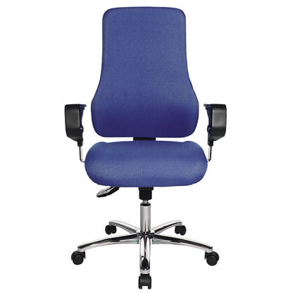 Operator swivel chair, with arm rests, back rest height 600 mm, blue cover.